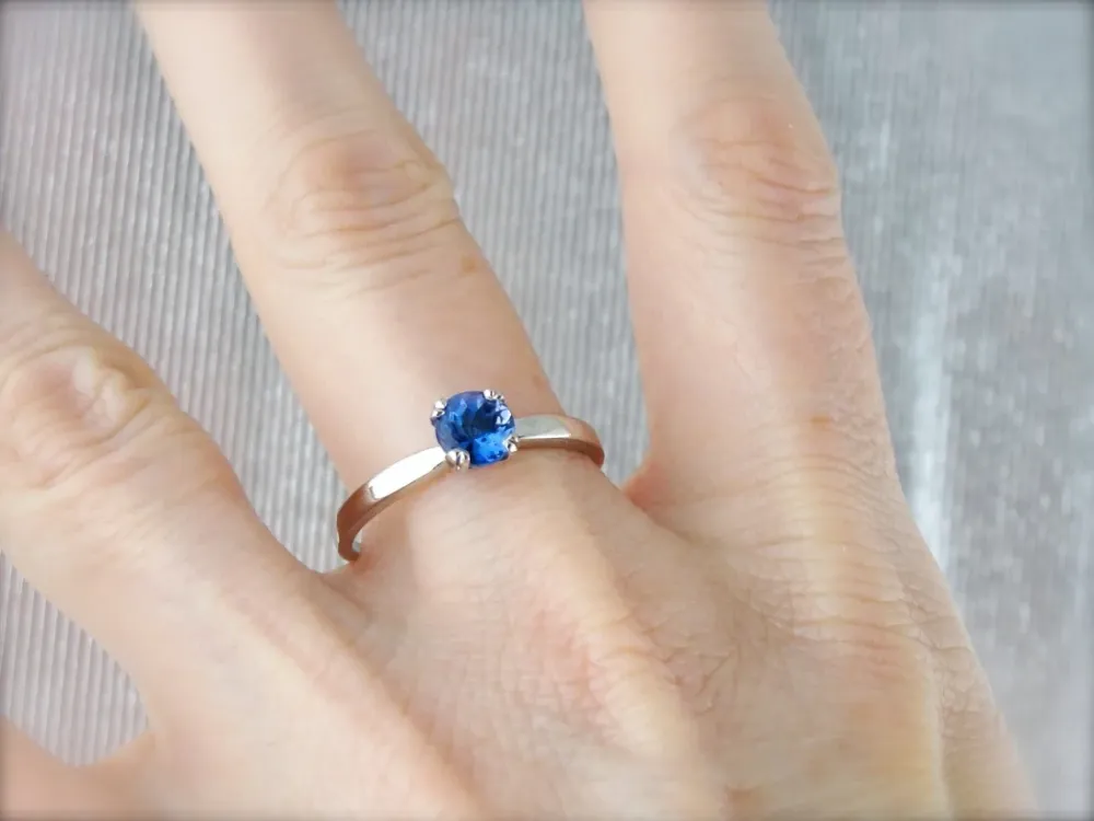 Roestvrij Staal Sapphire Solitaire Platinum Engagement Ring