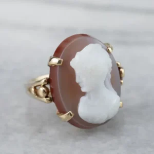 Roestvrij Staal Sardonyx Cameo Yellow Verguld Ring