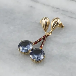 Roestvrij Staal Synthetic Alexandrite Enamel Drop Earrings