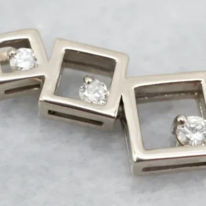 Roestvrij Staal Topsy Square Wit Gold Diamond Pendant
