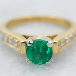 Roestvrij Staal Traditional Emerald and Diamond Ring