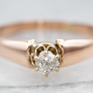 Roestvrij Staal Victorian Old Mine Cut Diamond Solitaire Engagement Ring