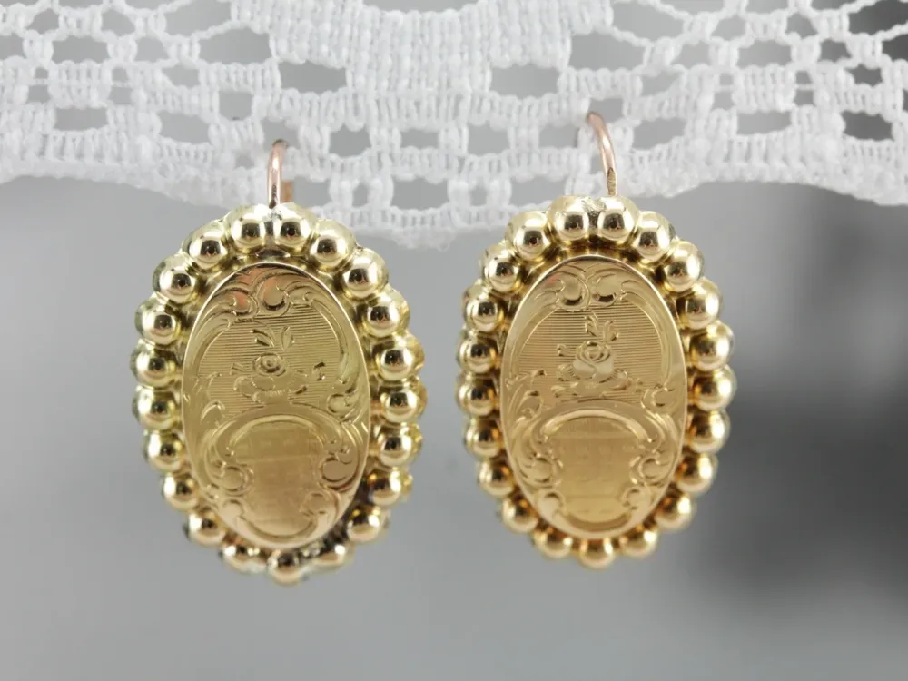 Roestvrij Staal Vintage Floral Verguld Drop Earrings