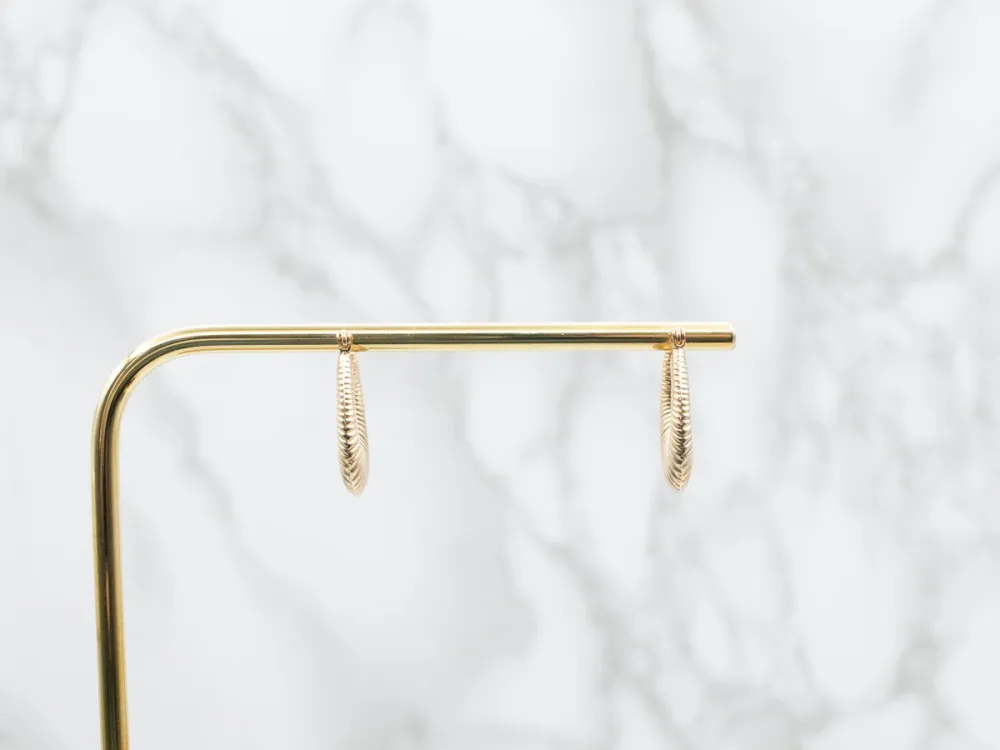 Roestvrij Staal Vintage Ribbed Geel Gold Hoop Earrings
