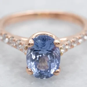 Rose Gold Sapphire and Diamond Engagement Ring