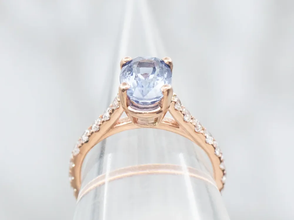 Rose Gold Sapphire and Diamond Engagement Ring