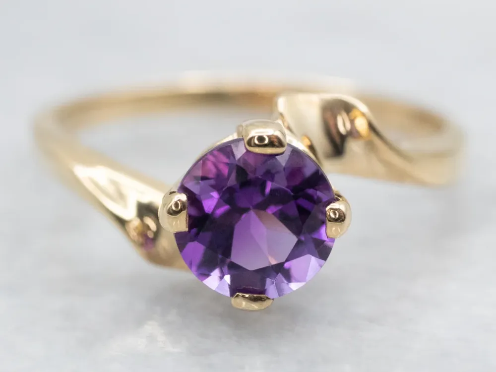 Round Cut Amethyst Bypass Ring - DIN Norm