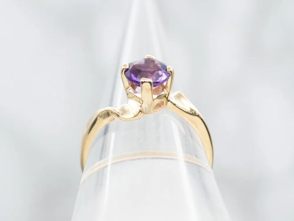 Round Cut Amethyst Bypass Ring - DIN Norm