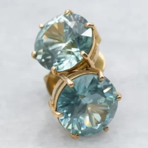 Round Cut Blauw Zircon Stud Earrings - DIN Norm