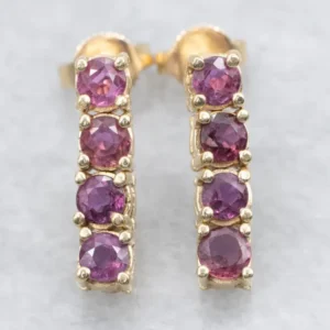 Ruby Gold Gemstone Drop Earrings