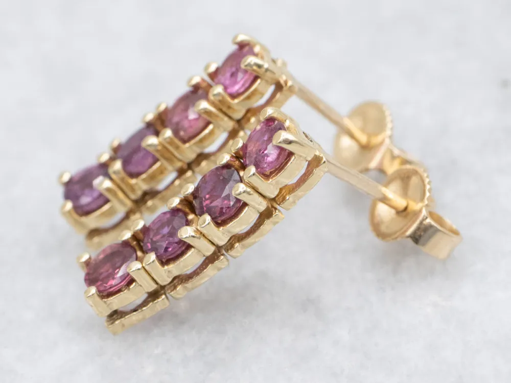Ruby Gold Gemstone Drop Earrings