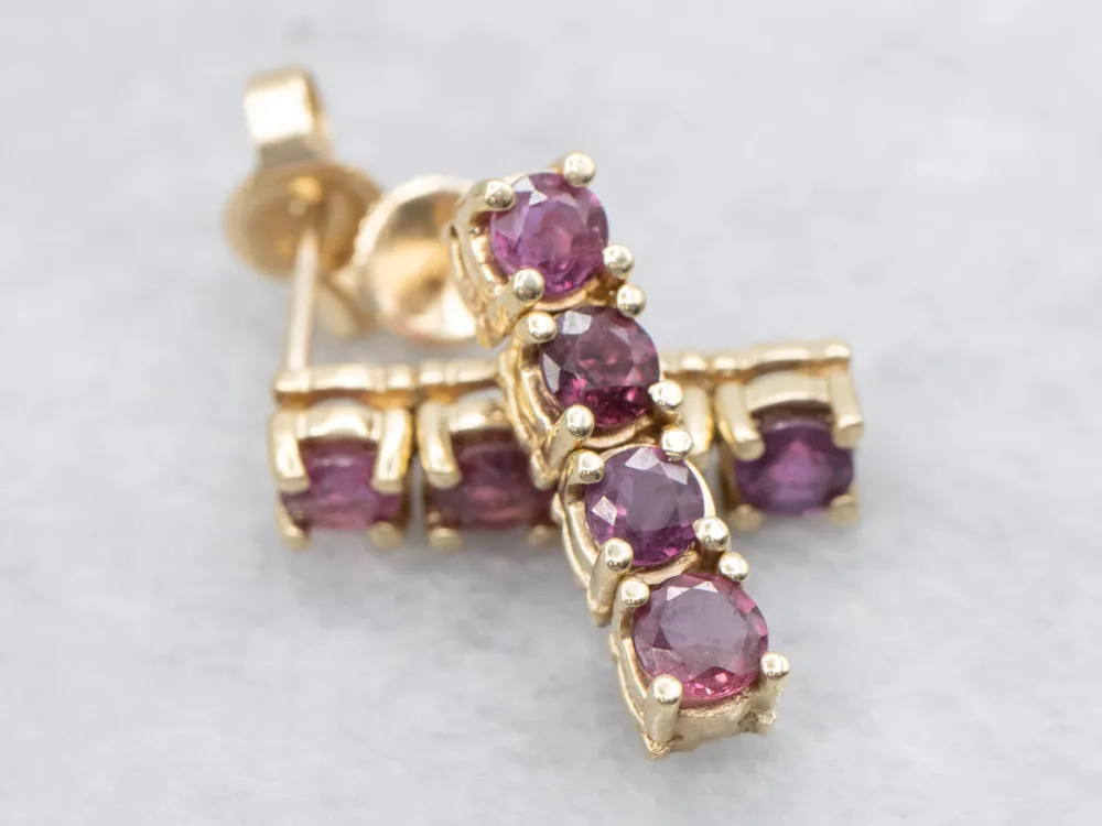 Ruby Gold Gemstone Drop Earrings