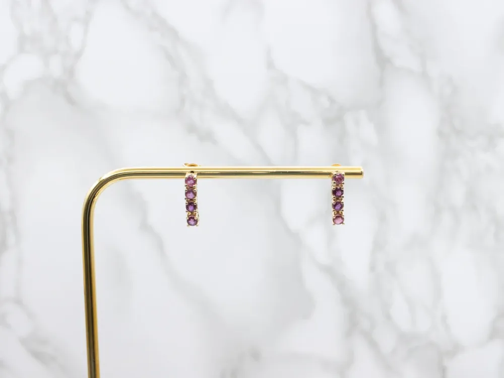 Ruby Gold Gemstone Drop Earrings