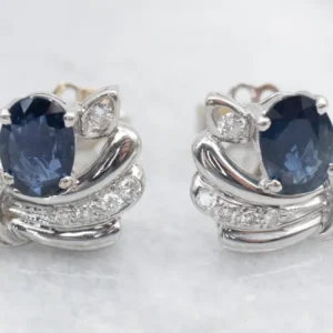 Sapphire and Diamond 18K Gouden Stud Earrings