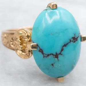 Scrolling Shoulder Azuurblauw Solitaire Ring