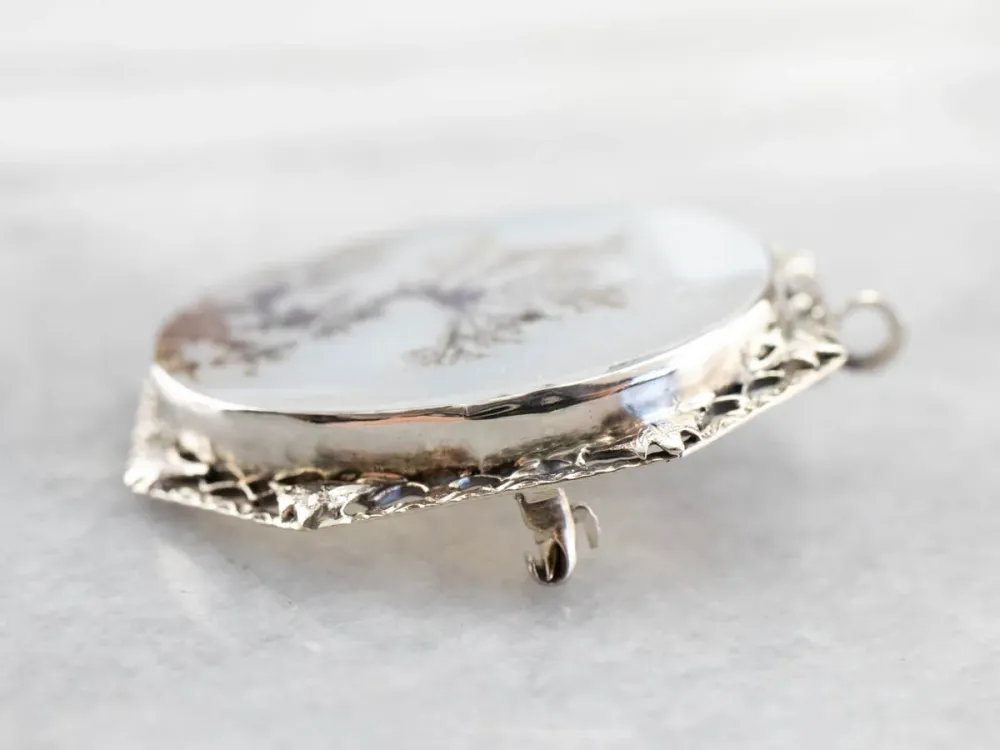 Shazar Stone Dendritic Agate Brooch or Pendant met CE-Keurmerk