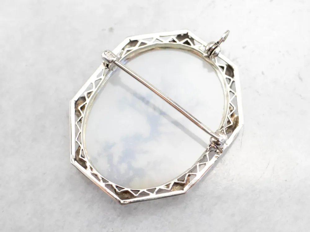 Shazar Stone Dendritic Agate Brooch or Pendant met CE-Keurmerk