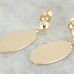Simple, Sophisticated Gold Oval Drop Earrings
