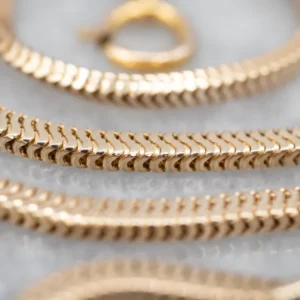 Sleek Gold Rectangular Snake Chain Spring Ring Clasp