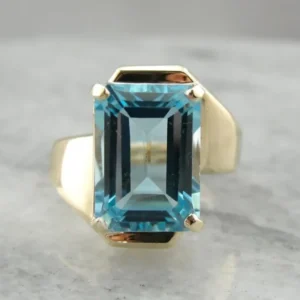Sleek Modernist Blue Topaz Bypass Ring