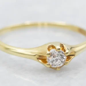 Small Antique European Cut Diamond Solitaire Engagement Ring