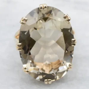 Smoky Quartz Solitaire Cocktail Ring - DIN Norm