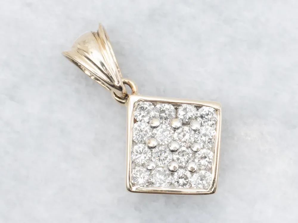 Sparkling Square Diamond Cluster Pendant met CE-Keurmerk