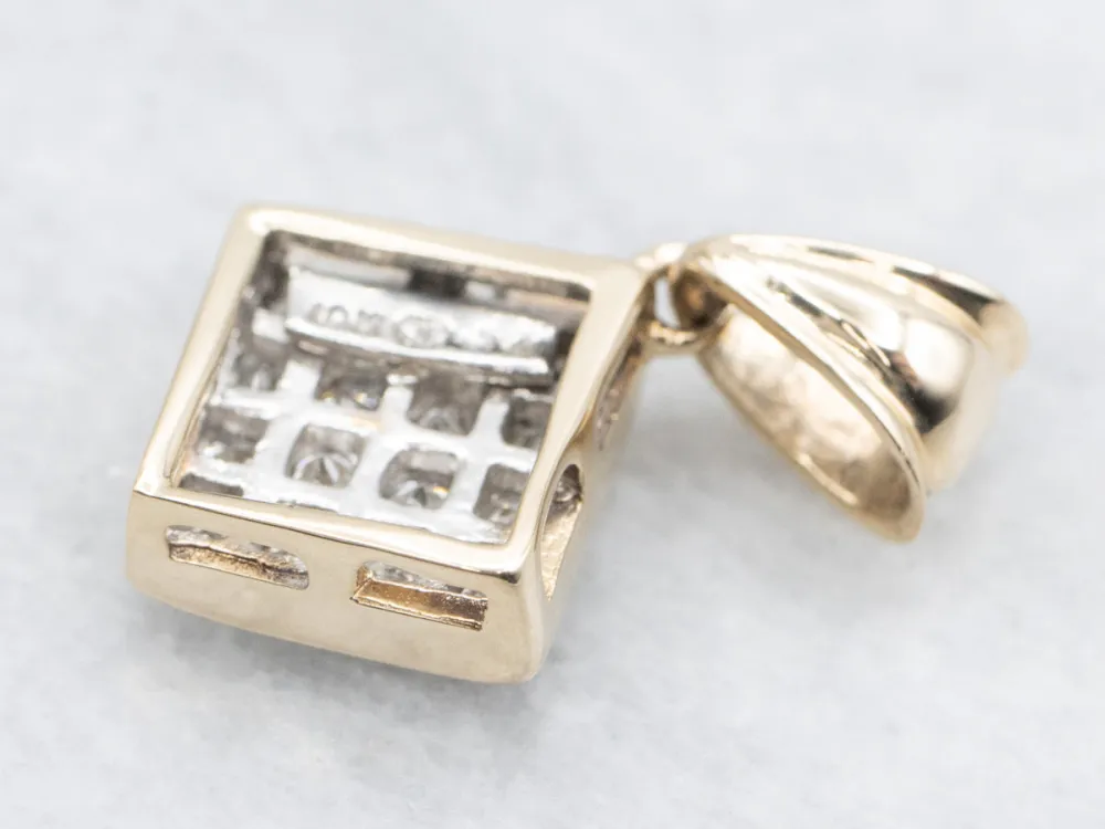 Sparkling Square Diamond Cluster Pendant met CE-Keurmerk