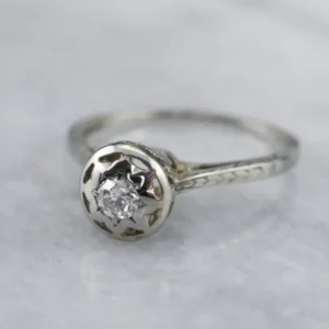Starburst Deco Diamond Engagement Ring met CE-Keurmerk
