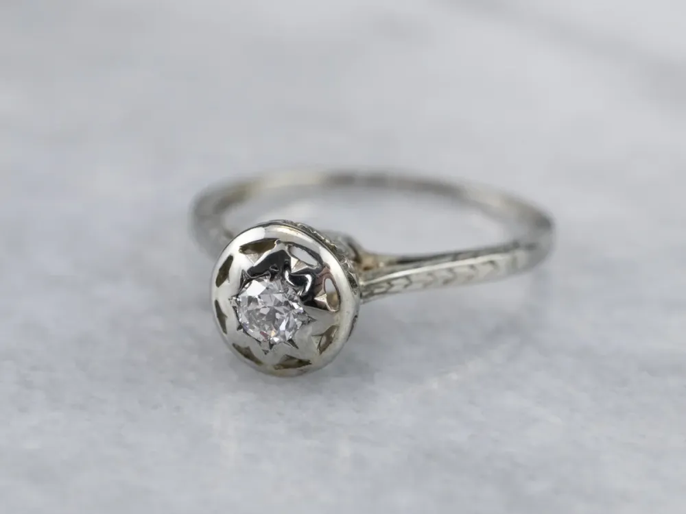 Starburst Deco Diamond Engagement Ring met CE-Keurmerk