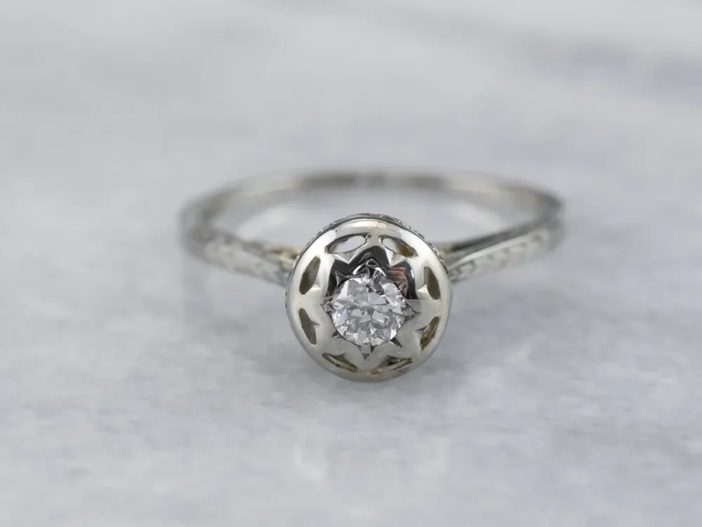 Starburst Deco Diamond Engagement Ring met CE-Keurmerk