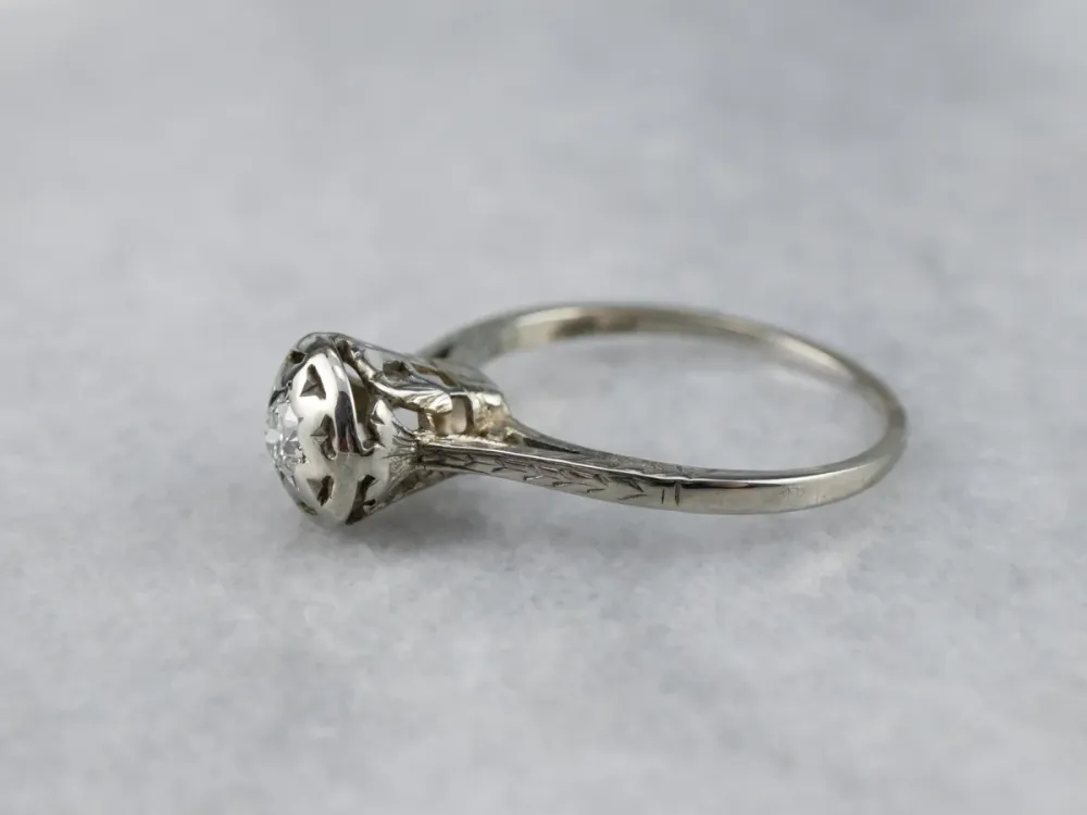 Starburst Deco Diamond Engagement Ring met CE-Keurmerk