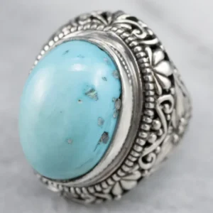 Sterling Silver Floral Aquamarijn Statement Ring