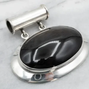 Sterling Silver Large Rainbow Obsidian Pendant