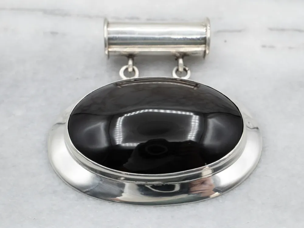 Sterling Silver Large Rainbow Obsidian Pendant