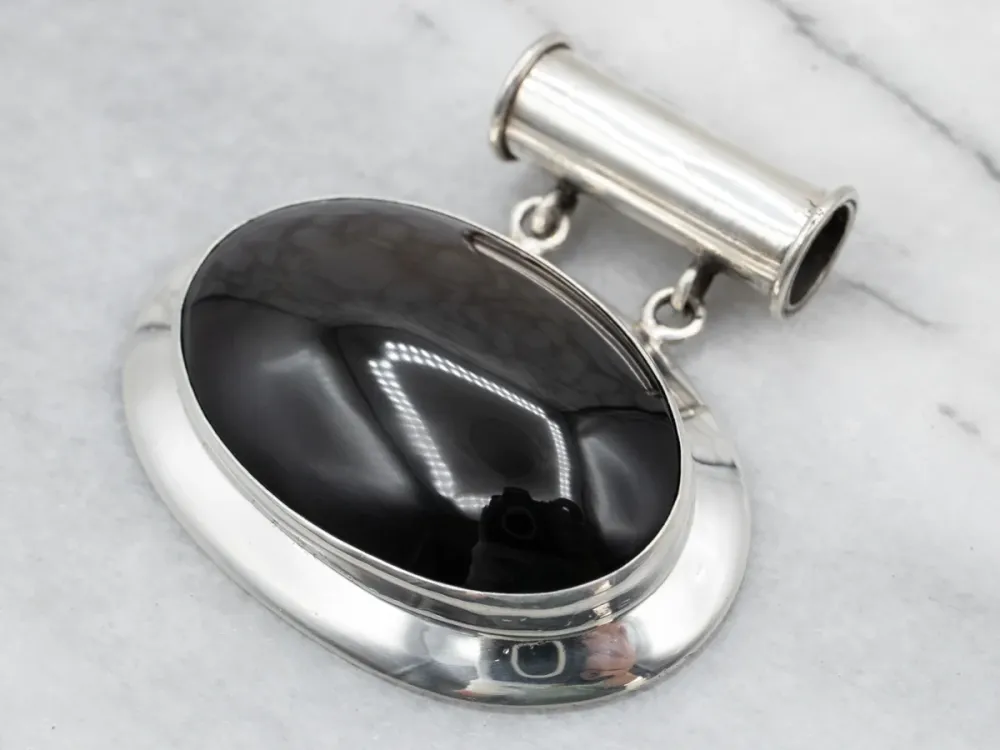 Sterling Silver Large Rainbow Obsidian Pendant