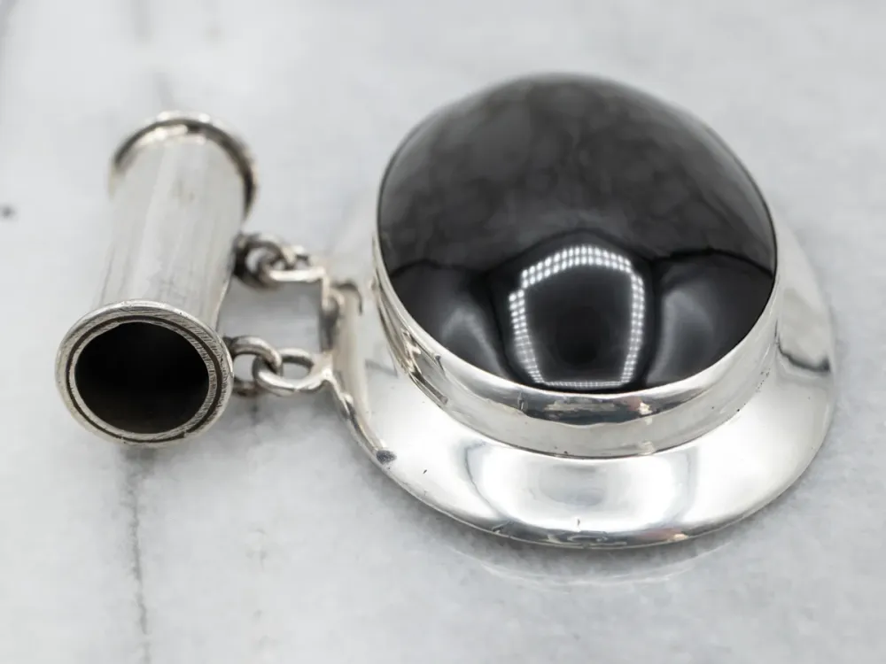 Sterling Silver Large Rainbow Obsidian Pendant