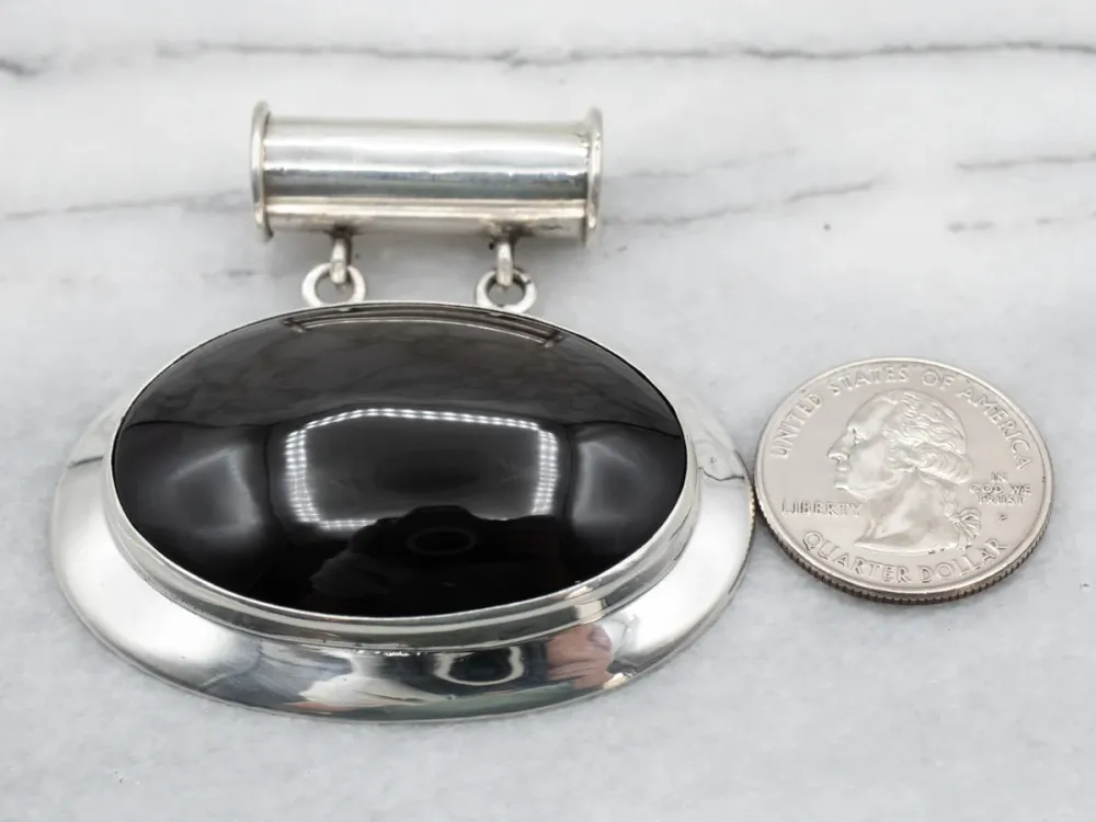 Sterling Silver Large Rainbow Obsidian Pendant