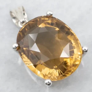 Sterling Silver Oval Cut Lemon Quartz Pendant