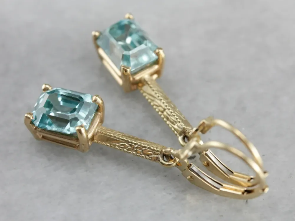 Stunning Art Nouveau and Modern Era Blauw Zircon Earrings