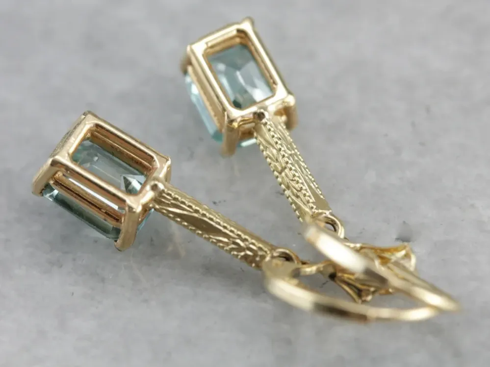 Stunning Art Nouveau and Modern Era Blauw Zircon Earrings
