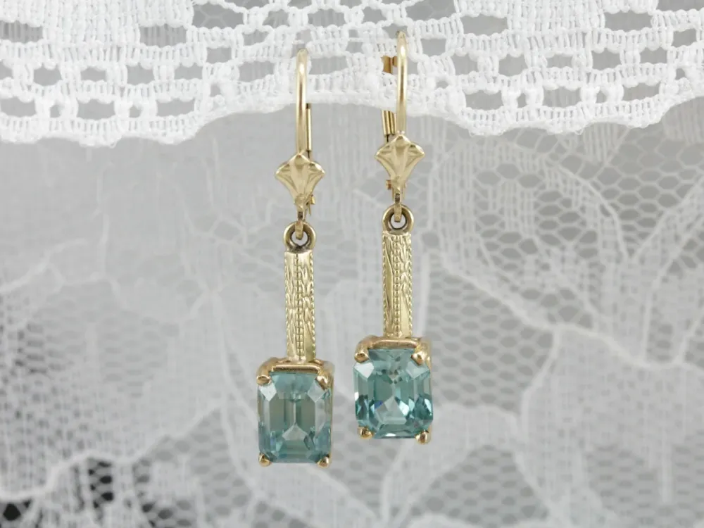Stunning Art Nouveau and Modern Era Blauw Zircon Earrings