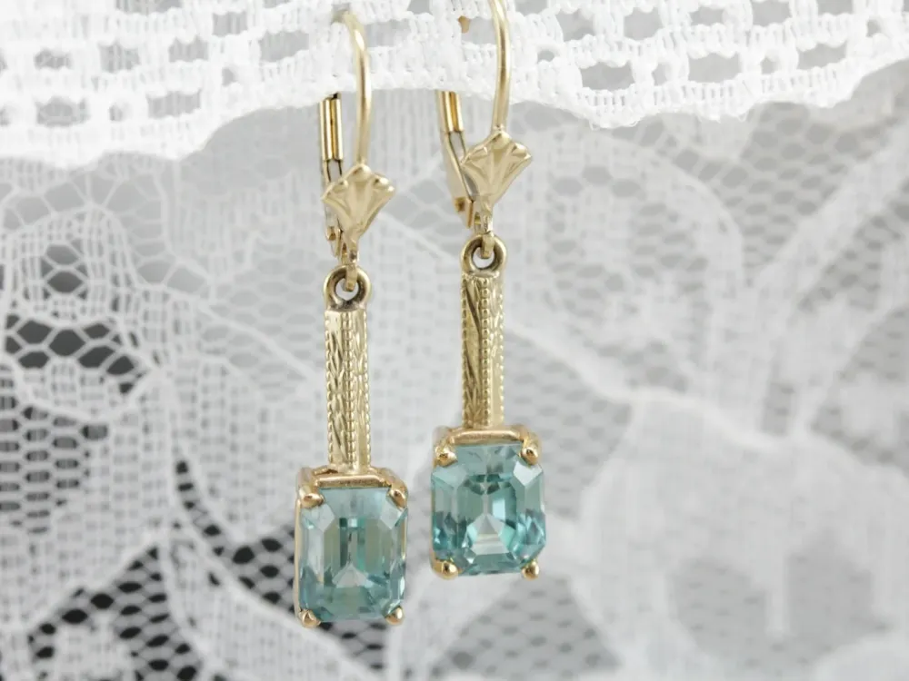 Stunning Art Nouveau and Modern Era Blauw Zircon Earrings