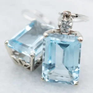 Stunning Blue Topaz and Diamond Drop Earrings
