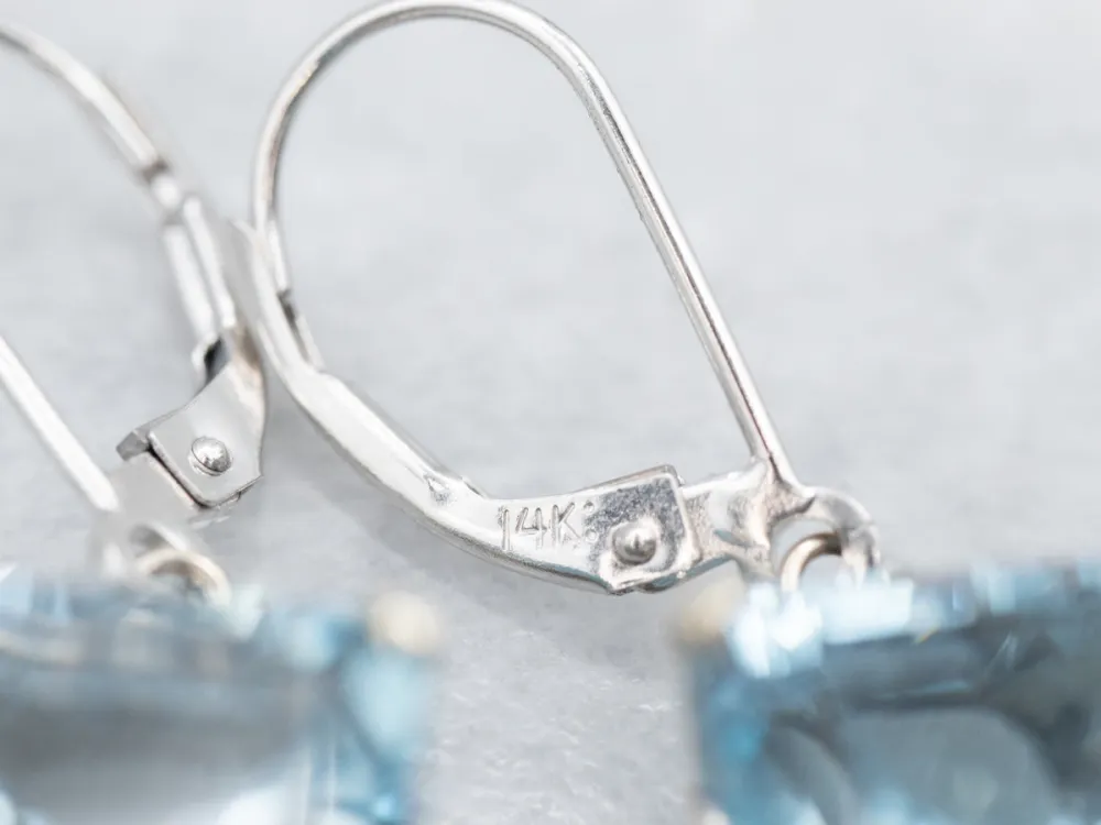 Stunning Blue Topaz and Diamond Drop Earrings