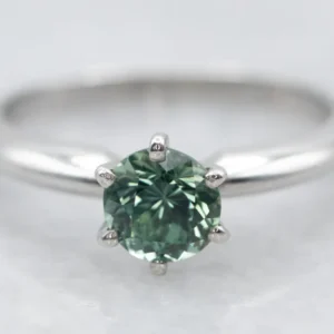 Stunning Green Sapphire Solitaire Engagement Ring