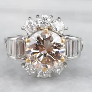 Stunning Platinum and Gouden Rose Diamond Engagement Ring