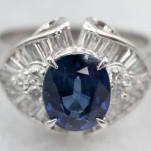 Stunning Platinum Sapphire Diamond Halo Ring met CE-Keurmerk