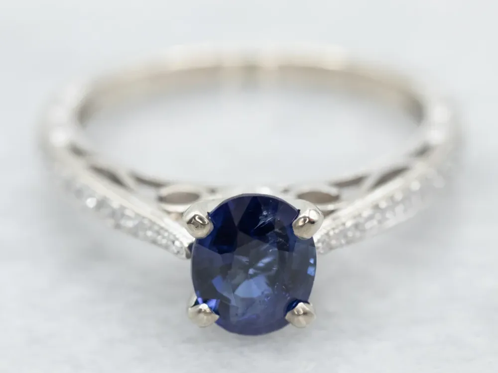 Stunning Sapphire and Diamond Engagement Ring - DIN Norm