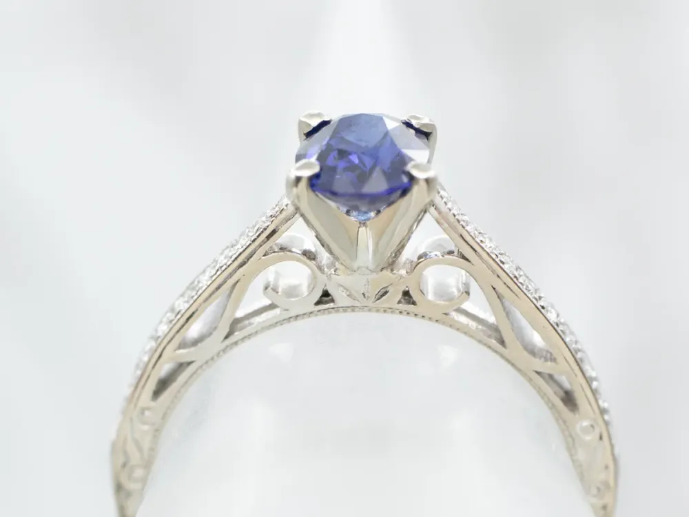 Stunning Sapphire and Diamond Engagement Ring - DIN Norm